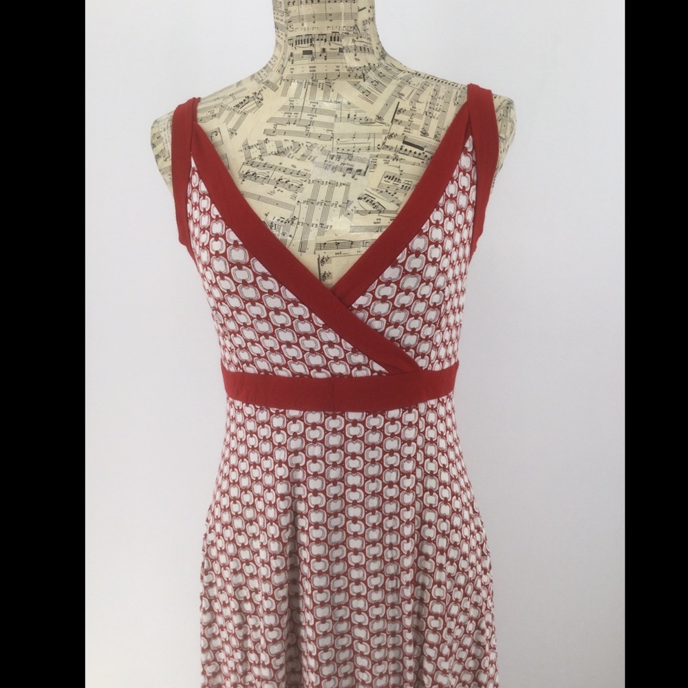 Ronen Chen Med. Red &White Faux Wrap Summer Dress - Picture 2 of 13